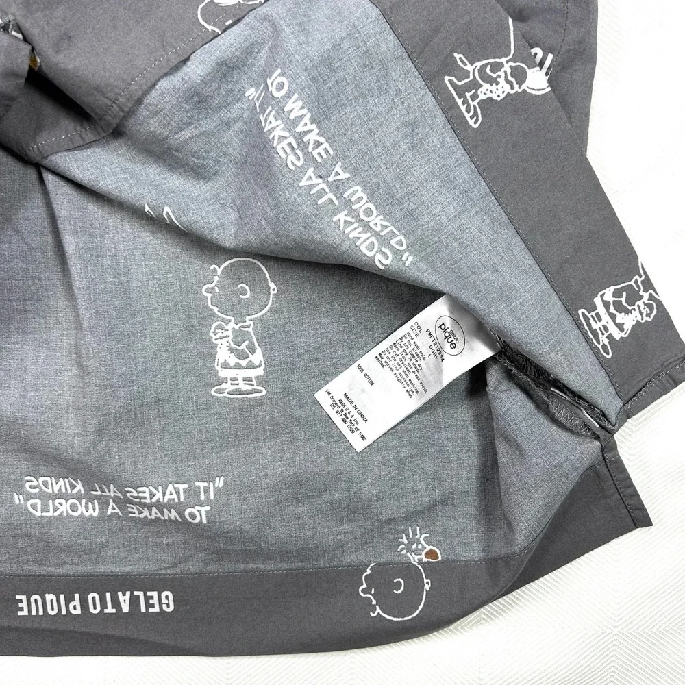 Gelato Pique Peanuts Snoopy Charlie Brown Shirt Gray Mens L PMFT212964